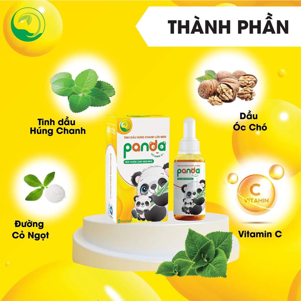 Tinh Dầu Húng Chanh Lên Men Panda Thanh Mộc Hương Giảm Ho Sổ Mũi Tăng Sức Đề Kháng Cho Trẻ  30ml