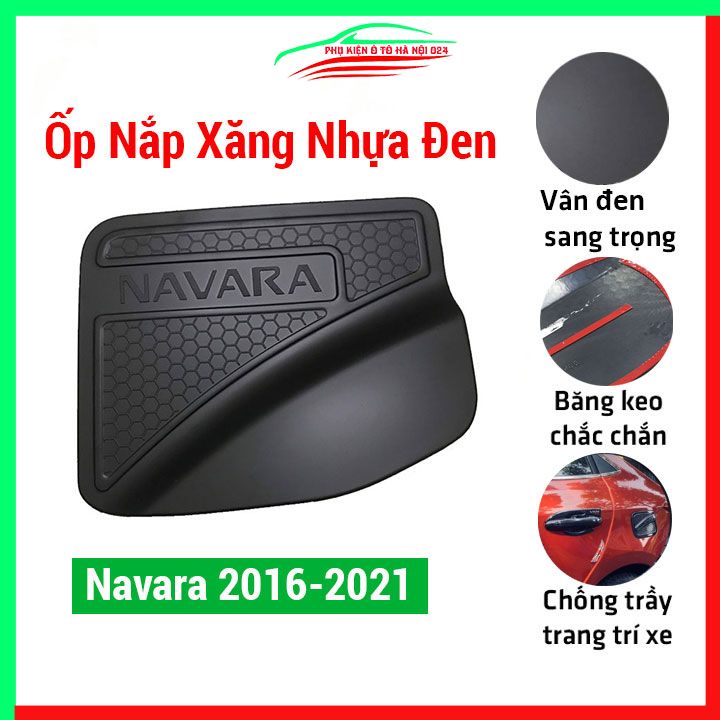 Ốp nắp bình xăng ô tô Navara 2016-2021 nhựa đen trang trí, bảo vệ, chống trầy xước xe hơi