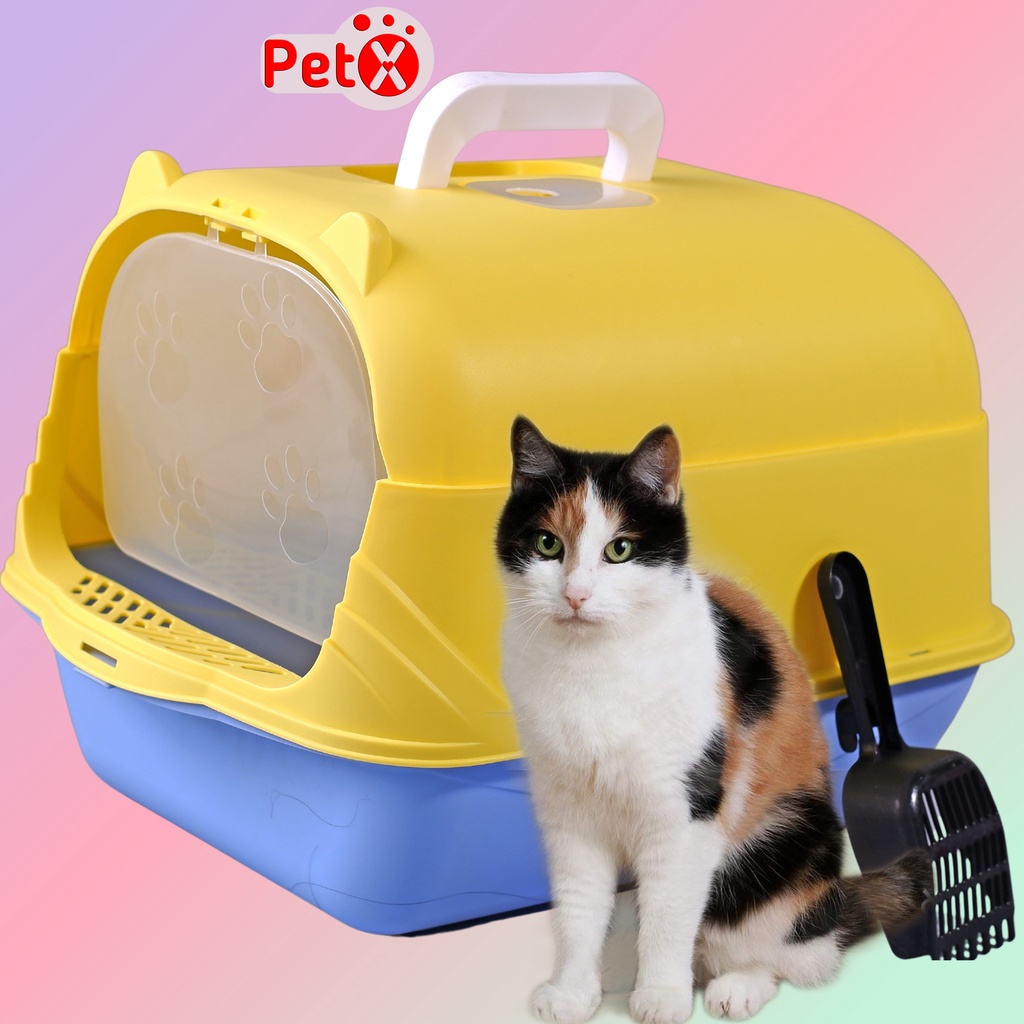 Nhà vệ sinh cho mèo giá rẻ cửa kín có thể chuyển đổi thành khay vệ sinh mở  PetX