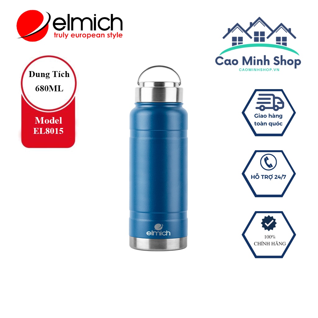 Bình giữ nhiệt Elmich El8015 dung tích 680ml, inox 304, bảo hành 6 tháng chính hãng - Cao Minh Shop