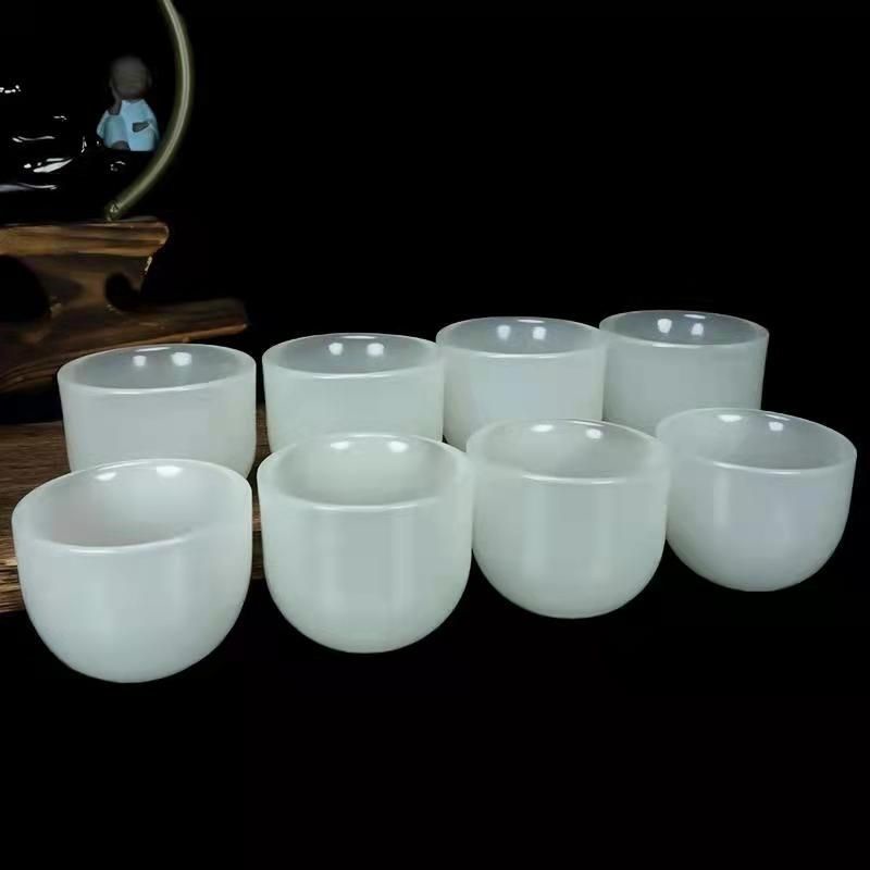 Bộ Ấm Trà 3 Món Bằng Ngọc Bích Tự Nhiên Phong Cách Trung Hoa Sang Trọng