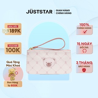 Ví Nữ Cầm Tay Dáng Dài 1 Ngăn JUST STAR JU070719-04 - In Gấu Hồng, Chất Liệu Da PU Chống Trầy Xước, Kiểu Dáng Dễ Thương