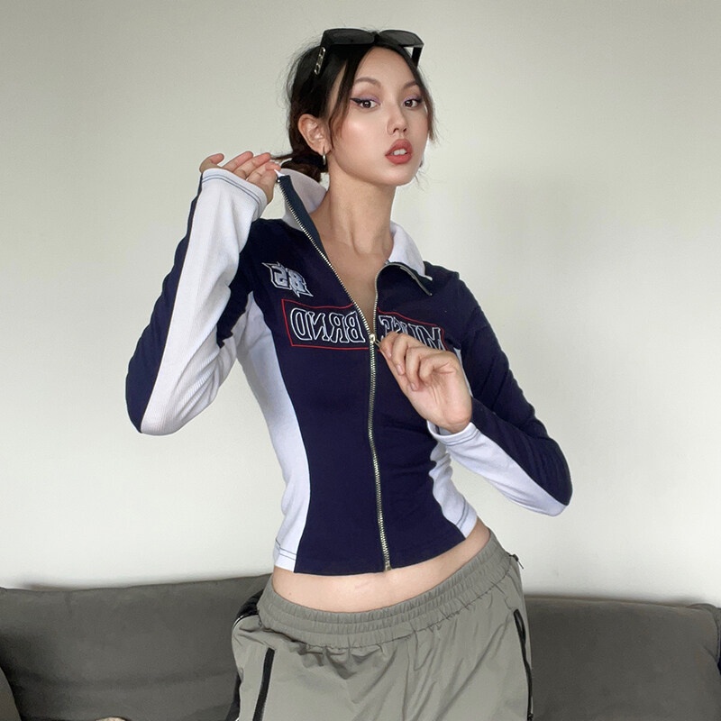 Áo khoác WEIRD PUSS khóa kéo in chữ thời trang hip hop đường phố thời trang cá tính