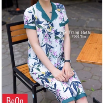 Đồ ngủ nữ Pijama, đồ bộ Pijama nữ, bộ đồ mặc nhà Pijama lửng, Pijama lửng nữ đũi tơ tay ngắn mát mềm