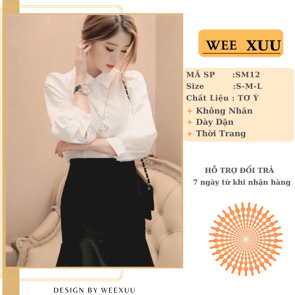 Áo Sơ Mi Nữ tay bồng Wexuu Design áo kiểu nữ công sở thời trang chất vải đẹp không nhăn thoáng mát - SM12