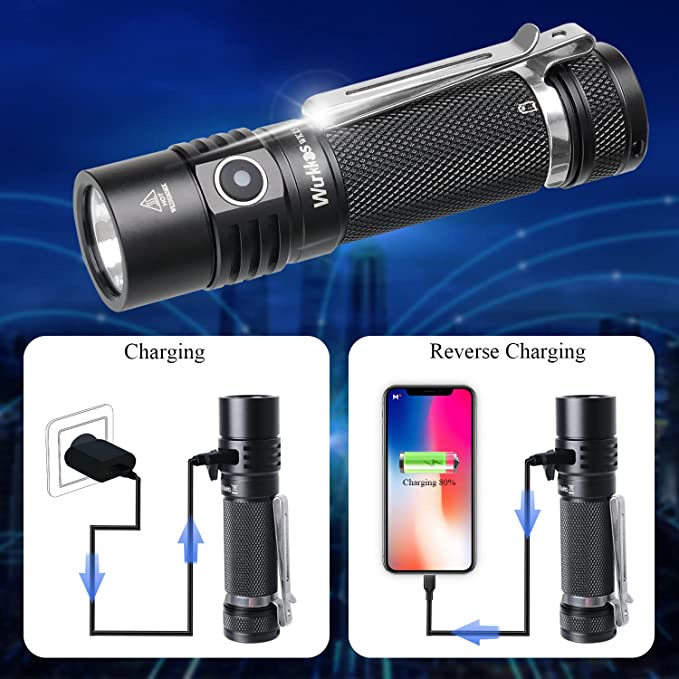 Đèn pin cầm tay WURKKOS Wk15 3000lm 21700 Cree XHP 50.2 IP68 thiết kế bảo vệ chuyên dụng