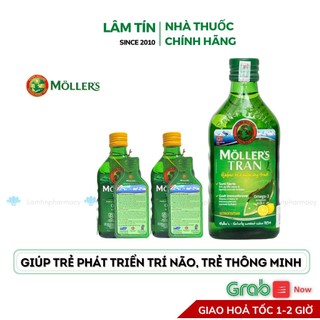 Moller's Tran Dầu gan cá tuyết Omega 3 DHA NaUy { Hàng chính hãng } cho trẻ sơ sinh từ 4 tuần tuổi vị chanh lọ 250ml