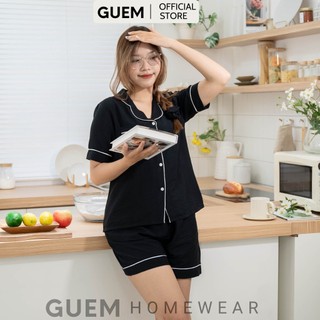 Đồ bộ pyjama nữ tay ngắn mặc nhà dễ thương màu đen guem homewear