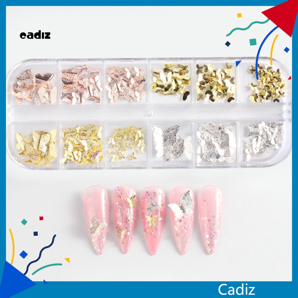 1 Hộp Phụ Kiện Trang Trí Móng Tay Hình Bướm 3D DIY
