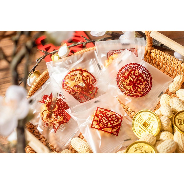 Set 6 Miếng Dán pet Trang Trí Năm Mới Phong Cách Trung Hoa
