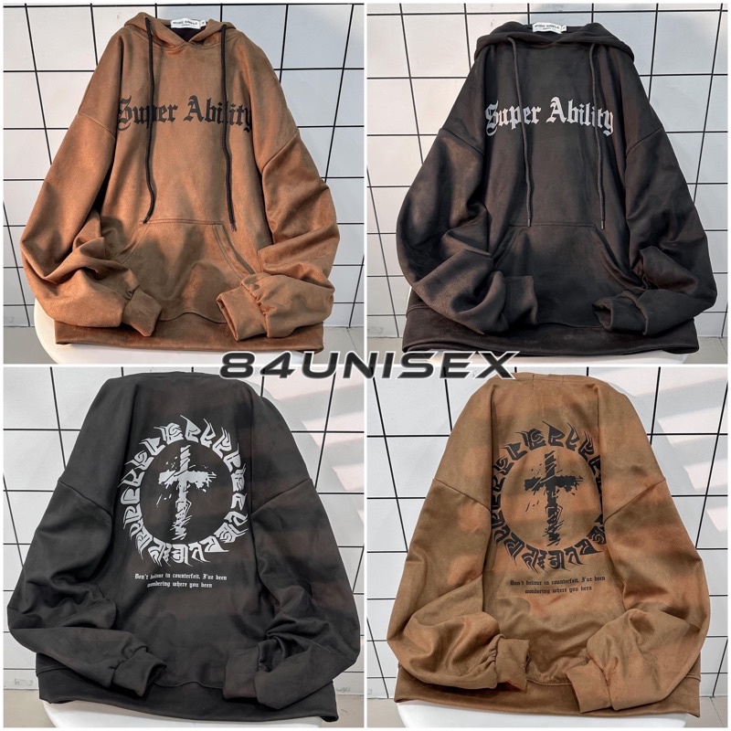 Áo Khoác Hoodie Form Rộng Unisex ALI Da Lộn Dày Dặn - 84unisex