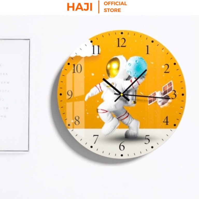 Đồng hồ treo tường HAJI phủ mica sáng bóng chống trầy không ồn ĐH