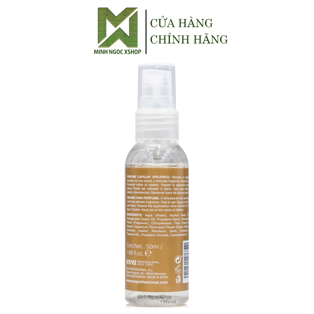 Nước hoa tóc hữu cơ, dưỡng tóc mềm mượt Eva Hydra In Perfume 50ML