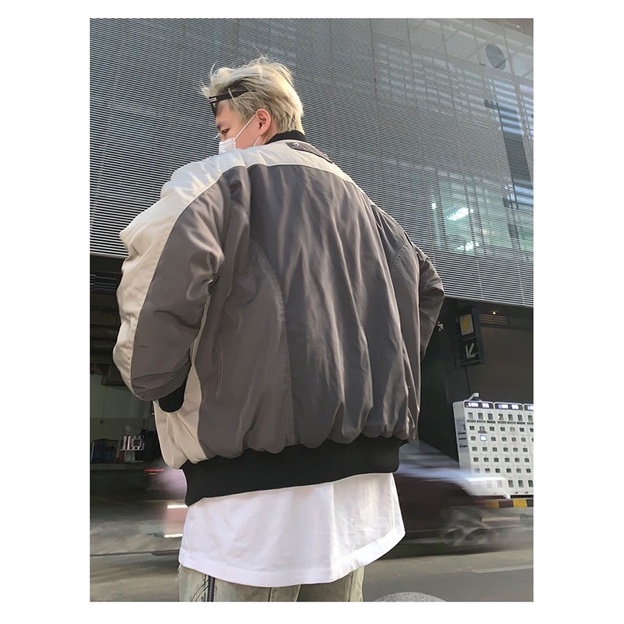 Áo khoác bomber thêu logo S phong cách đường phố ulzzang hiphop nam nữ
