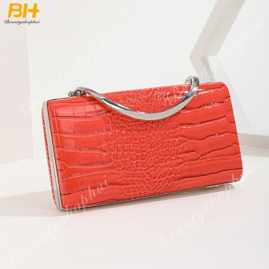 Túi Đeo Chéo Da PU Họa Tiết Da Cá Sấu Phối Dây Xích Thời Trang Âu Mỹ 2022 Cho Nữ