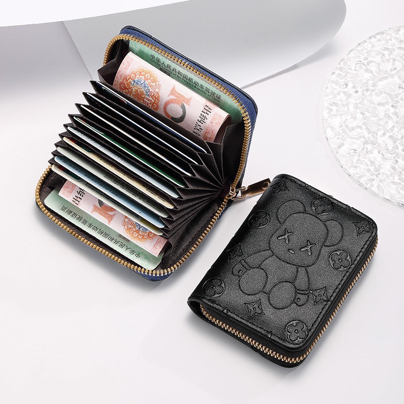 MISCHA Ví Đựng Tiền Xu Nhiều Ngăn Sức Chứa Lớn Hình Gấu Dễ Thương