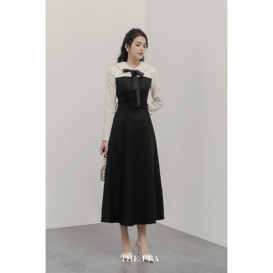CAMA DRESS by Thepeavn - Đầm dạ tex cao cấp cổ xếp li thắt belt (bản dài tay)