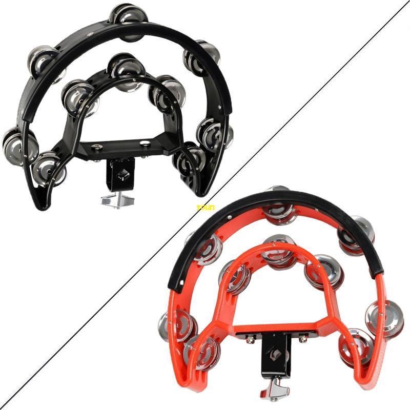 Youngn Bộ Trống Tambourine Tambourine Hình Bán Nguyệt Kèm Bu Lông Mắt Hi-hat Tambourine Hai Hàng Lục Giác Hai Hàng Lần Dễ Dàng