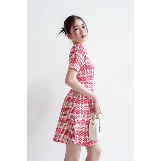 Ceci Cela - Đầm cổ vuông tweed Maly