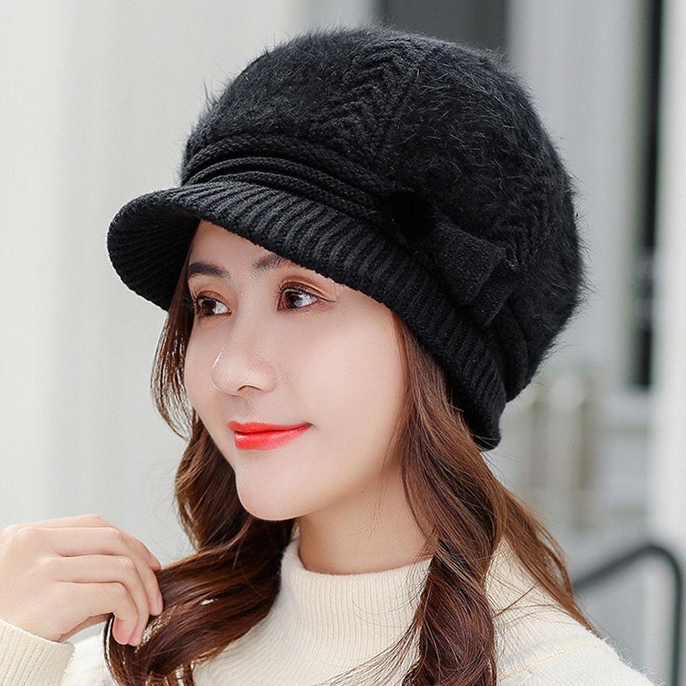 CACTU Mũ Len Đính Quả Bông Dày Dặn Thời Trang Mùa Đông Cho Nữ