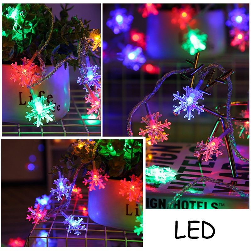Dây Đèn led Rèm Cửa Hình Bông Tuyết Chống Nước Trang Trí Tiệc Giáng Sinh