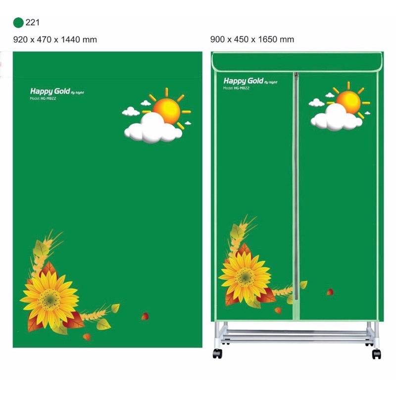 Máy sấy quần áo Happygold HGM822- dung tích lớn