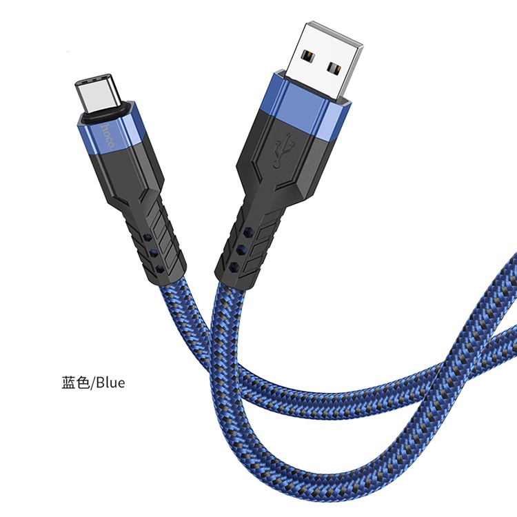 "Cáp sạc nhanh Hoco U110" Type C Dành cho Samsung ,Oppo, vv  Loại cáp to dày, Dây sạc bọc dù,chống rối,chống gẫy gập