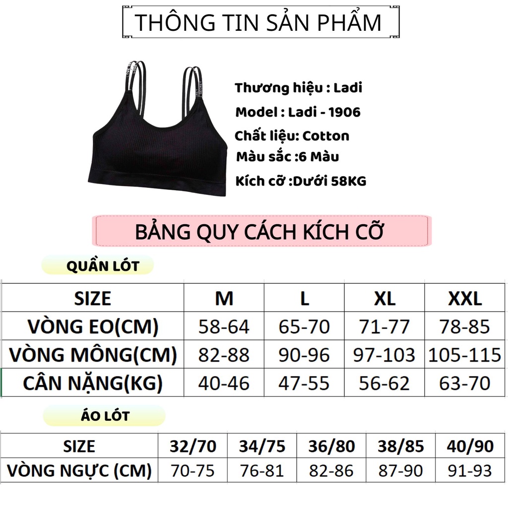 Áo Bra Nữ LADI Thiết Kế 2 Dây Không Gọng Nâng Ngực Co Giãn MÃ Bra 1906