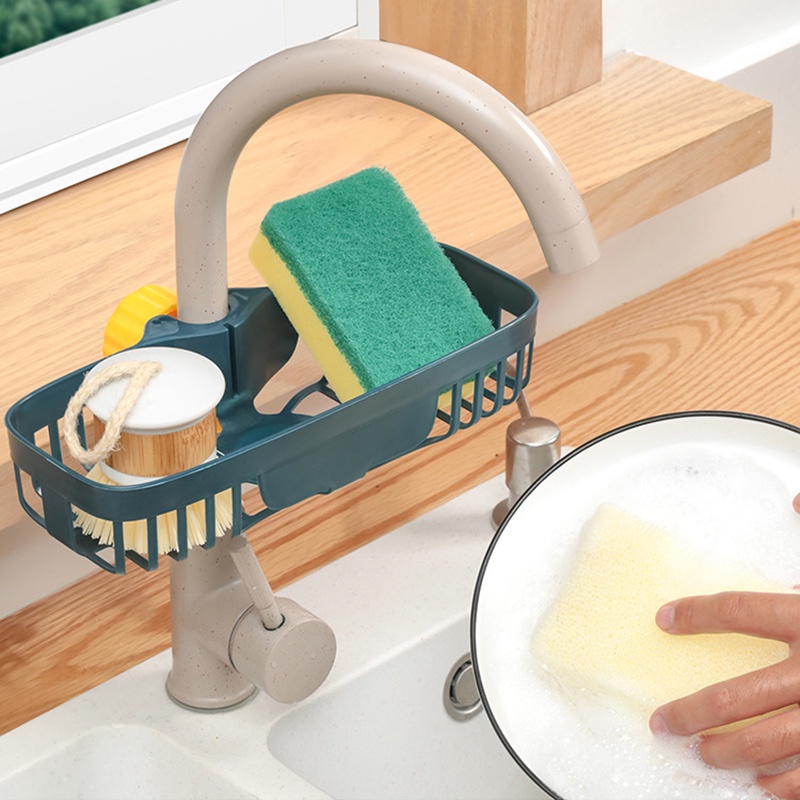 Kệ Kẹp Đựng Dụng Cụ Rửa Chén Có Khay Nhựa, Khay Đựng Mút Rửa Chén Để Ráo Nước Cho Nhà Bếp Bồn Rửa Bát
