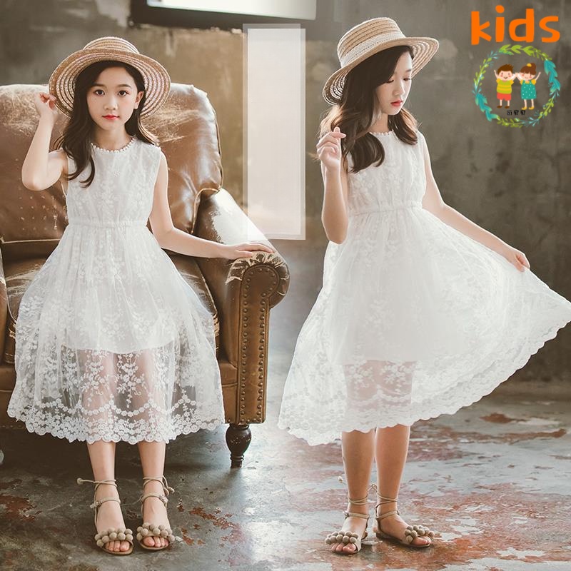 Đầm Phối Ren Phong Cách Hàn Quốc Thời Trang Mùa Hè Mới Cho Bé Gái 3-5 - 8-10 - 12-13 Tuổi