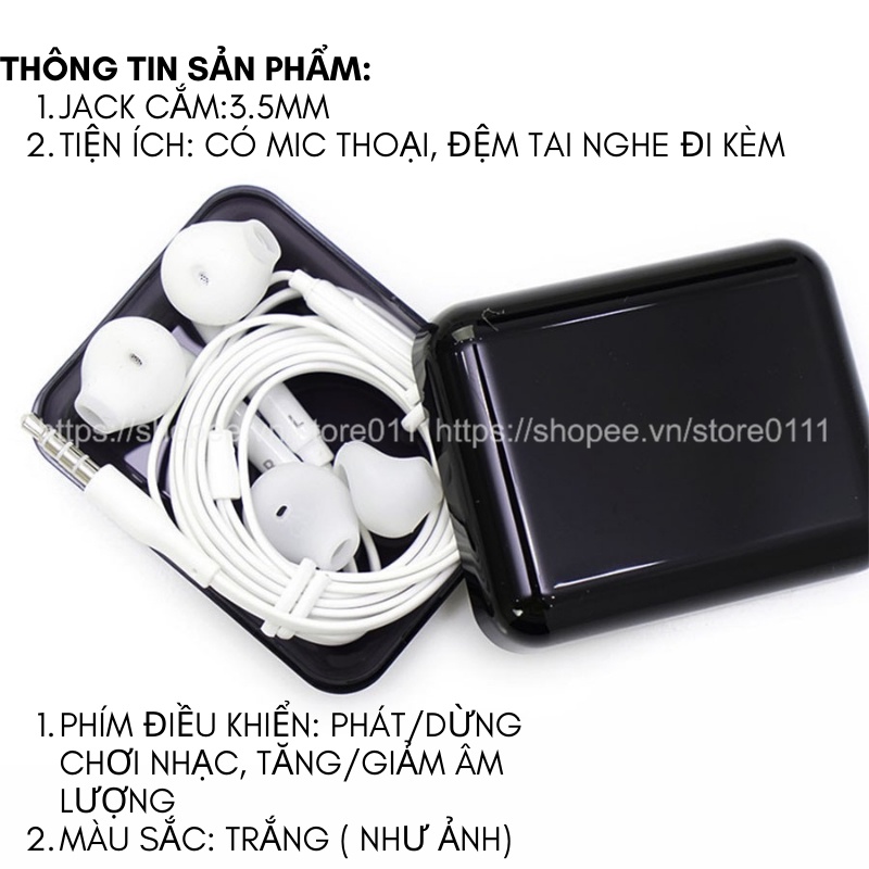 Tai nghe chuôi tròn jack cắm 3.5mm tích hợp mic đàm thoại tương thích cho điện thoại, PC, laptop, máy nghe nhạc