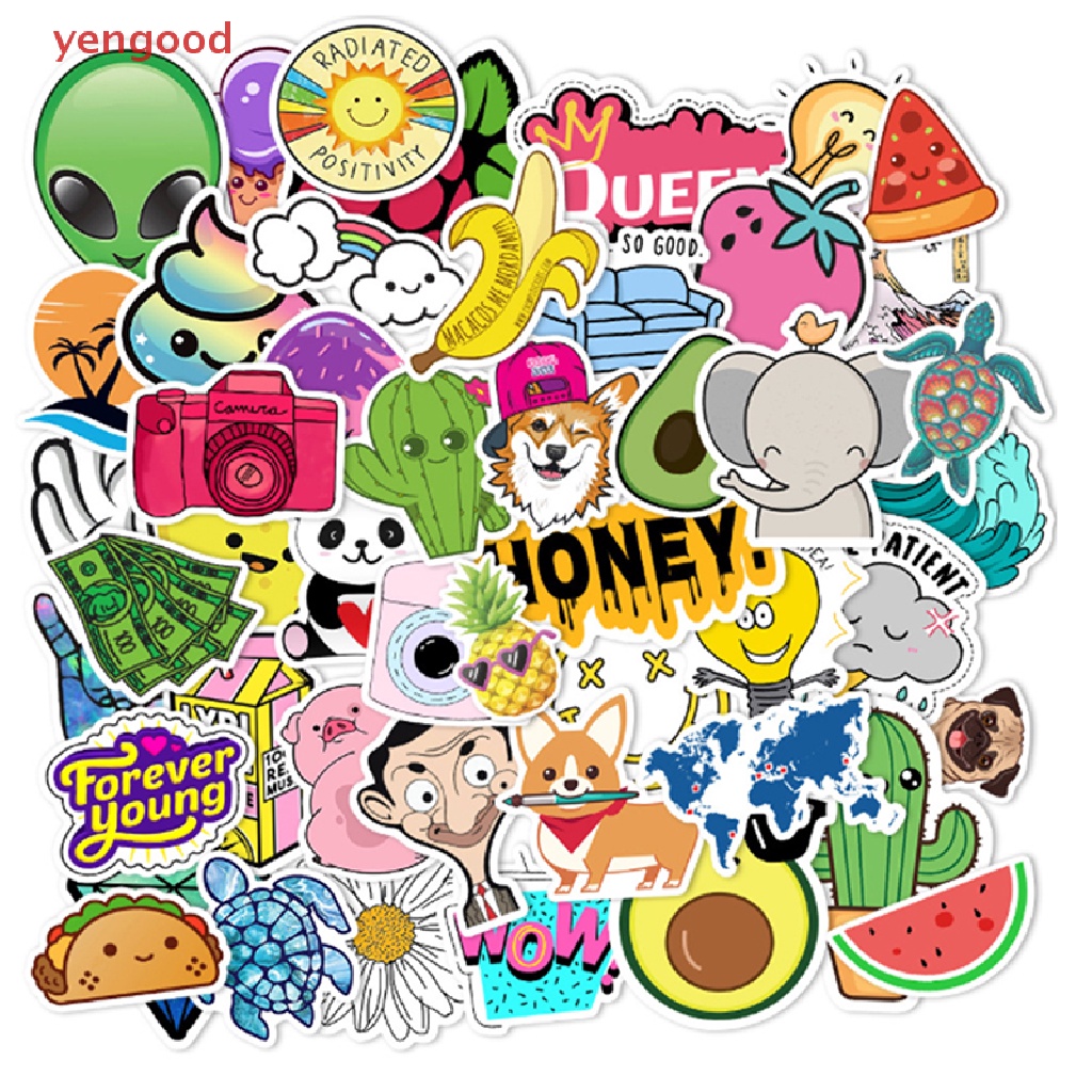 Bộ 50 Miếng Dán Trang Trí Va Li / Ván Trượt Hình Anime Dễ Thương Cho Bé Gái