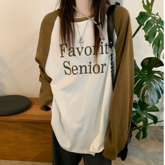 Áo SUXI tay dài dáng rộng phối màu tương phản trẻ trung hợp thời trang cho bạn gái