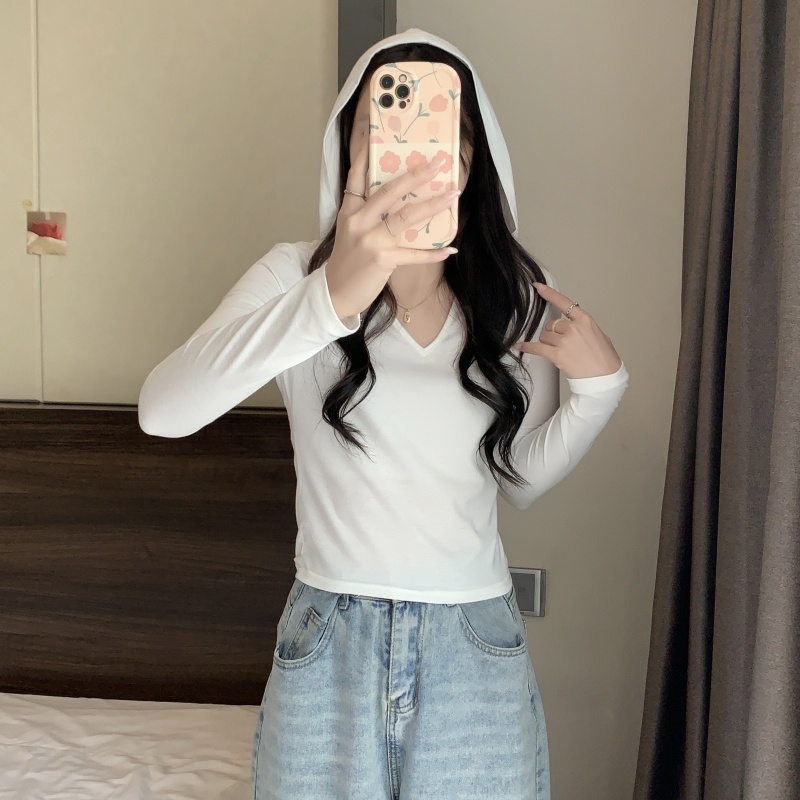 Áo Hoodie Tay Dài Cổ Chữ V Thời Trang Cho Nữ