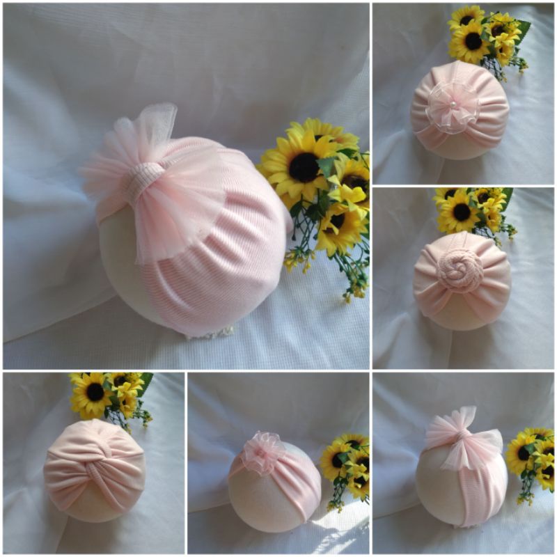 Mũ - Turban Băng Đô TG Giữ Ấm Che Thóp Cho Bé Màu Hồng Baby