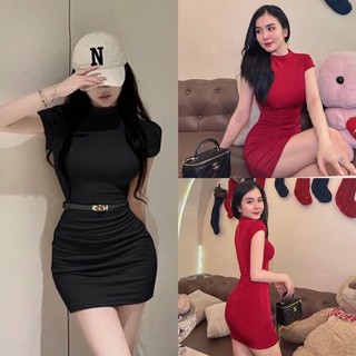 Đầm body cổ lọ sát nách dáng ngắn