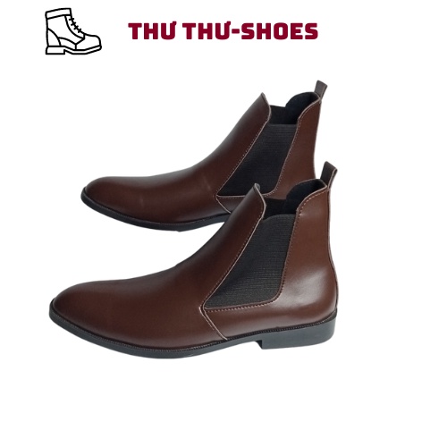 Giày chelsea boot nam,da nâu trơn,tôn dáng ôm chân,size dễ chọn,khâu đế