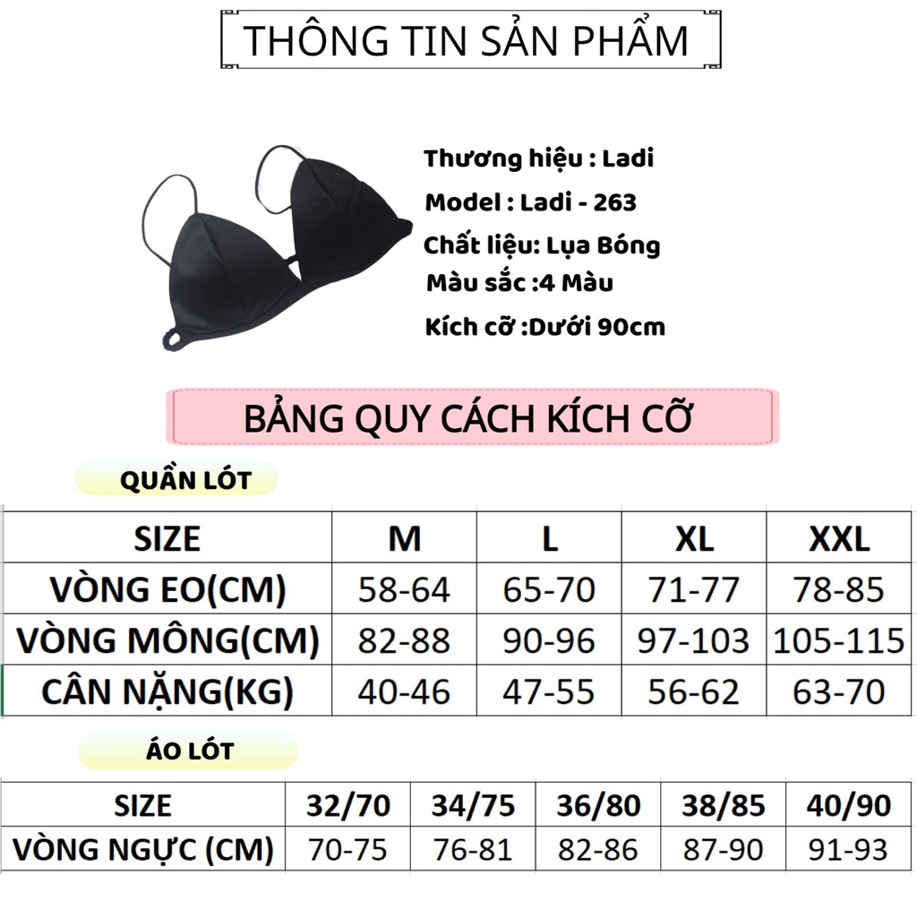 Áo Bra Nữ Nâng Vòng Một Gợi Cảm Thiết Kế Lụa Bóng Cao Cấp Ladi-263