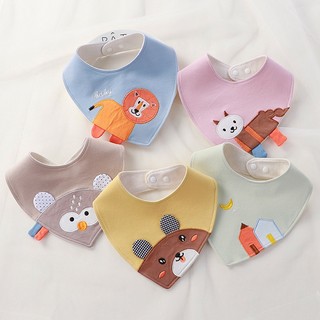 Yếm Ăn Cotton 3 Lớp Mềm Mại Hình Tam Giác Có Nút Ẩn Xoay 360 Độ Dành Cho Bé Sơ Sinh 0-3 Tuổi