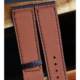 Dây da đồng hồ handmade Da epsom đen