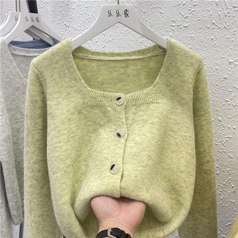 Áo Khoác Cardigan Dệt Kim Cổ Vuông Thời Trang Xuân Thu Cho Nữ