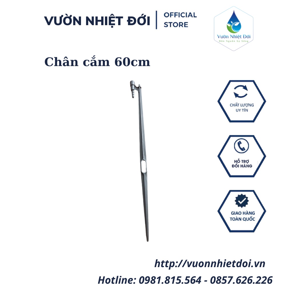 Bộ 10 Chân cắm 60cm kẹp ống 10mm nhựa Tốt siêu đàn hồi màu bạc( cho cây sầu riêng lớn) - BH 1 năm
