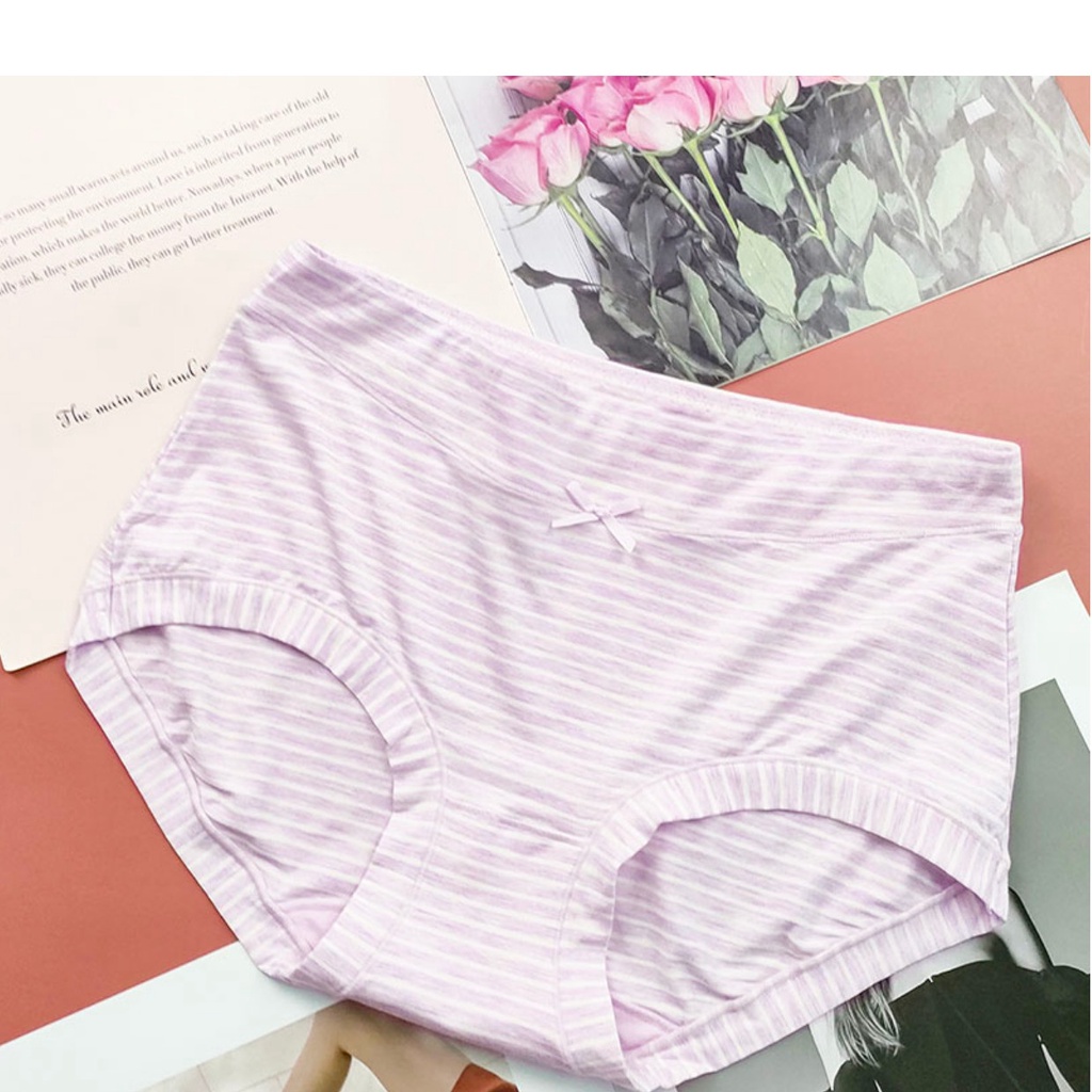 Quần lót nữ cotton họa tiết kẻ ngang QL071 freesize đến 70kg