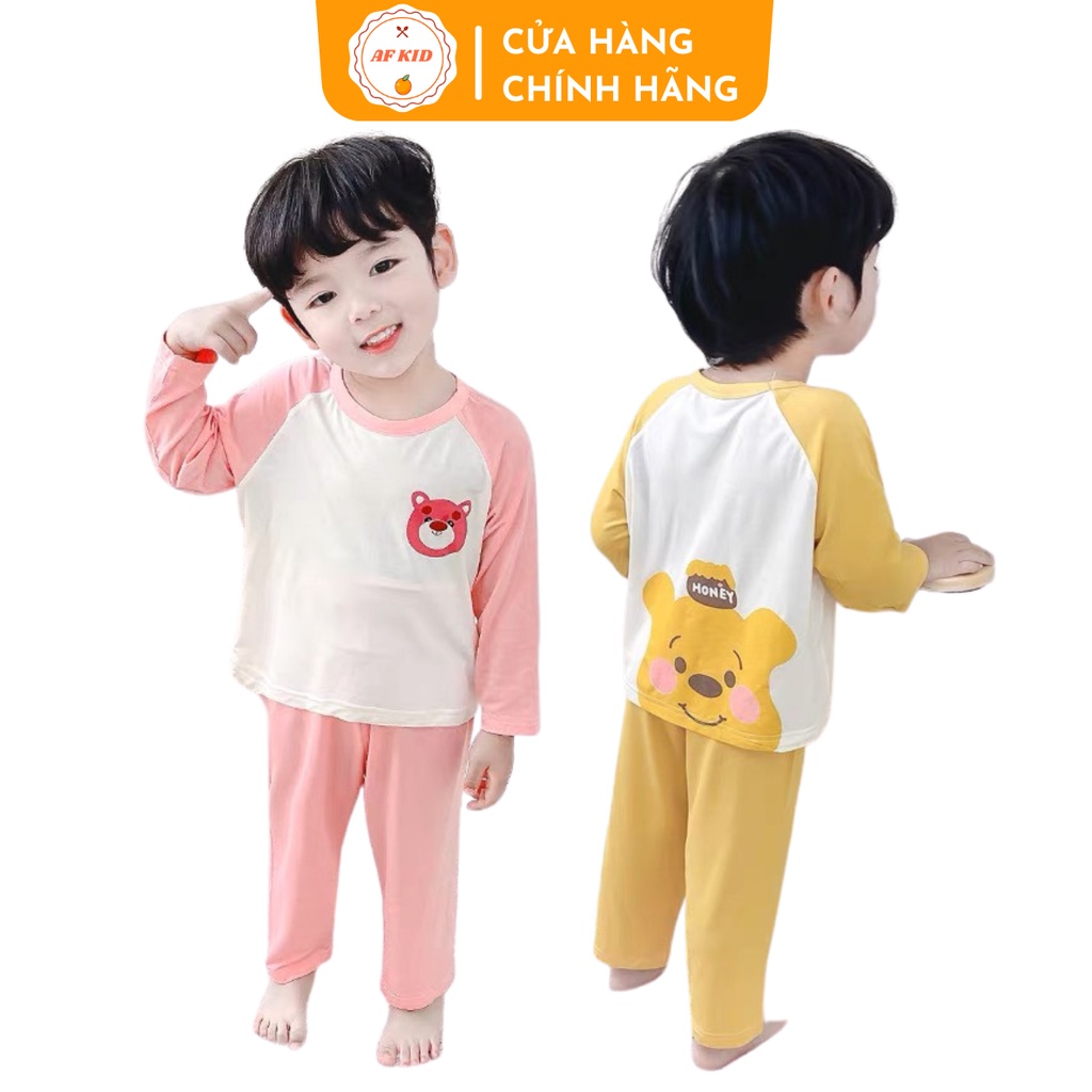 Bộ quần áo trẻ em dài tay Minky Mom Gấu Dâu cho bé trai bé gái, vải thun lạnh cao cấp siêu co giãn và mềm mịn 7-27kg