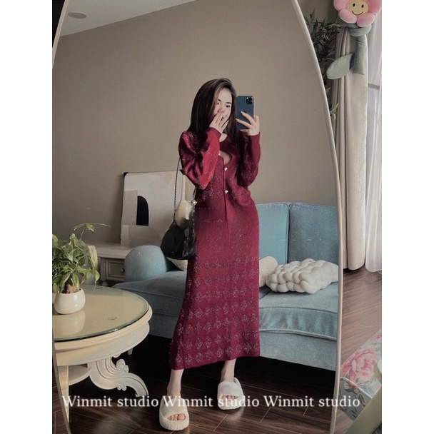 Set Váy Len QCCC Khuy Tim Kèm Ảnh Thật | Winmit.studio