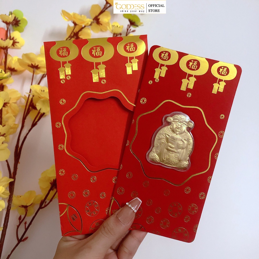 Bao Lì xì tết Quý Mão 2023 - Lì Xì Thần Tài Mạ Vàng - Mèo Mạ Vàng 24K Hồng Kông Màu Đỏ May Mắn Rước Tài Lộc Giá Sỉ