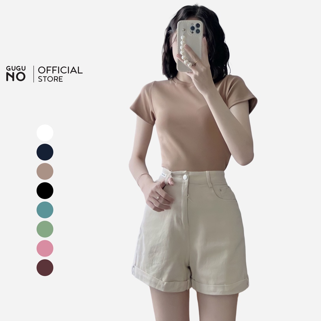 Áo thun nữ form rộng Guguno cotton cổ tròn in basic