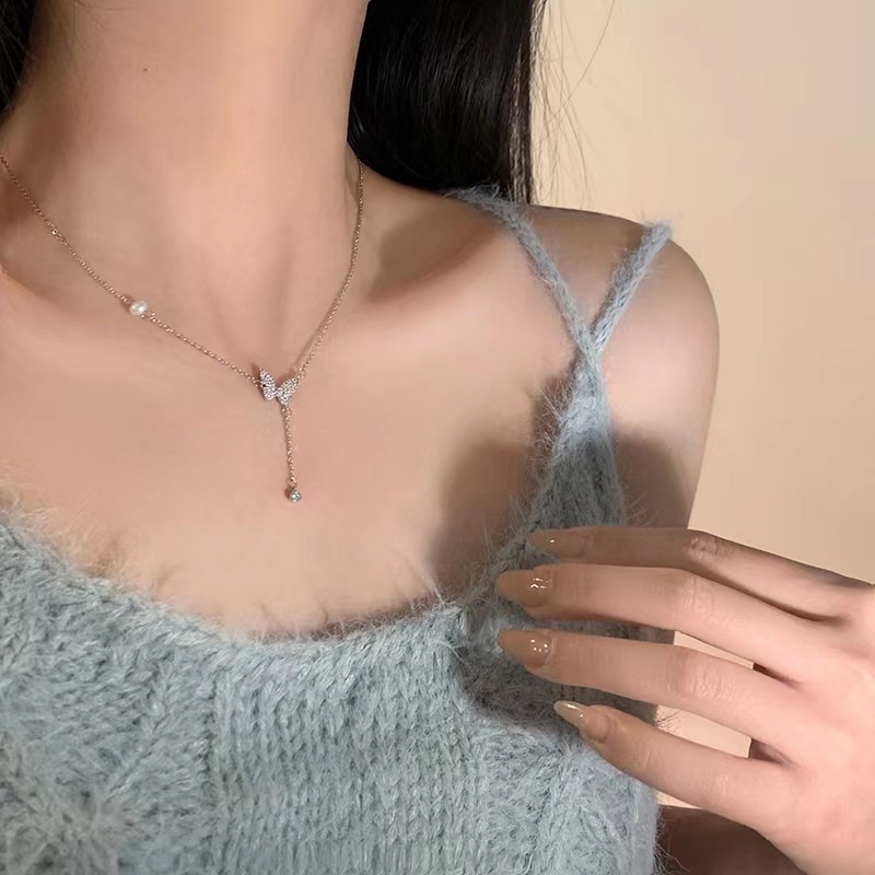 Vòng Cổ Choker Bằng Thép Titan Mặt Hình Nơ Đơn Giản Thanh Lịch Dành Cho Nữ