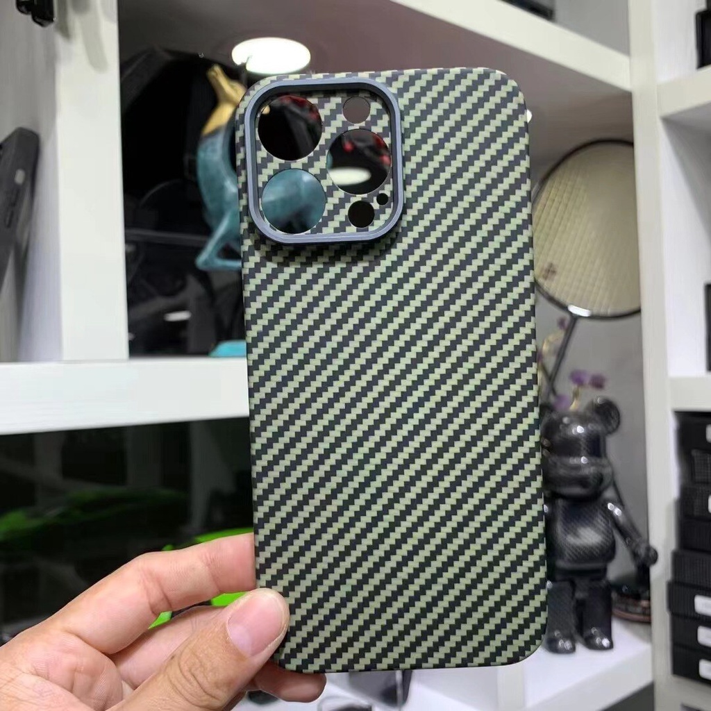 Ốp Điện Thoại Sợi Carbon Siêu Mỏng Có Vòng Nhẫn Bảo Vệ Camera Cho iphone 14 Pro Max 14 Plus