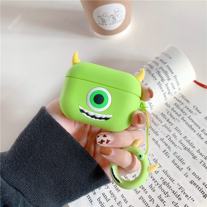 Vỏ Bảo Vệ Hộp Sạc Tai Nghe Bluetooth Airpods 1 2 Pro I12 i13 Inpods 12 13 Pro TWS Bằng Silicon Họa Tiết Quái Vật 3D Màu Xanh Lá